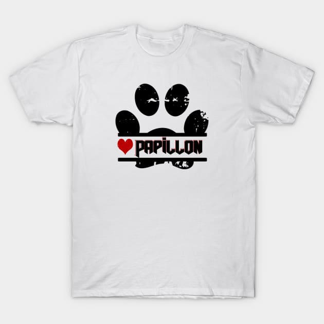 Papillon dog paw print T-Shirt by artsytee